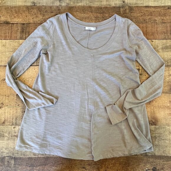 Vince Grey Long Sleeved T-Shirt Scoop Neck XXS A-Line - Picture 5 of 6